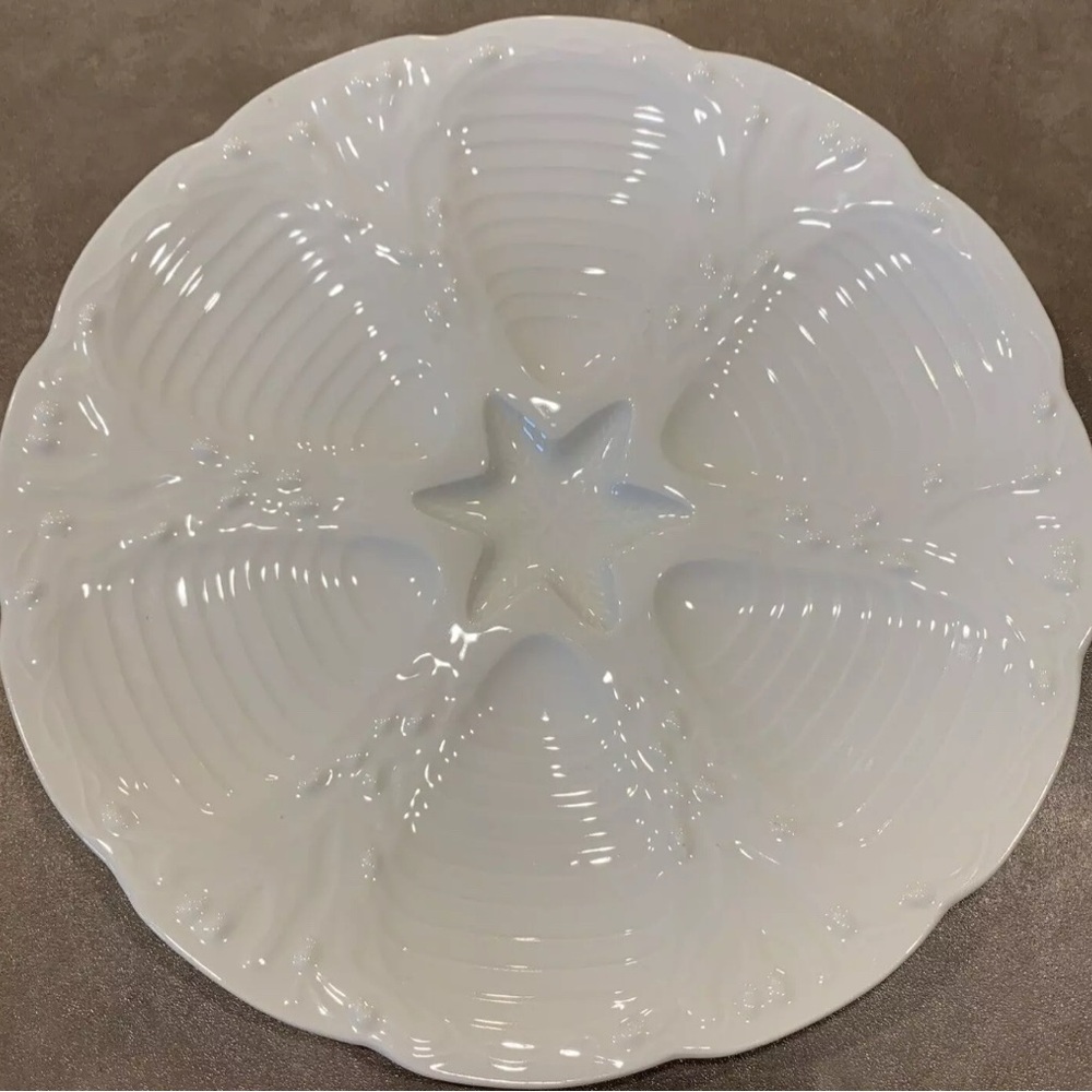 Ocean CND France Oyster Plate White Starfish Clam